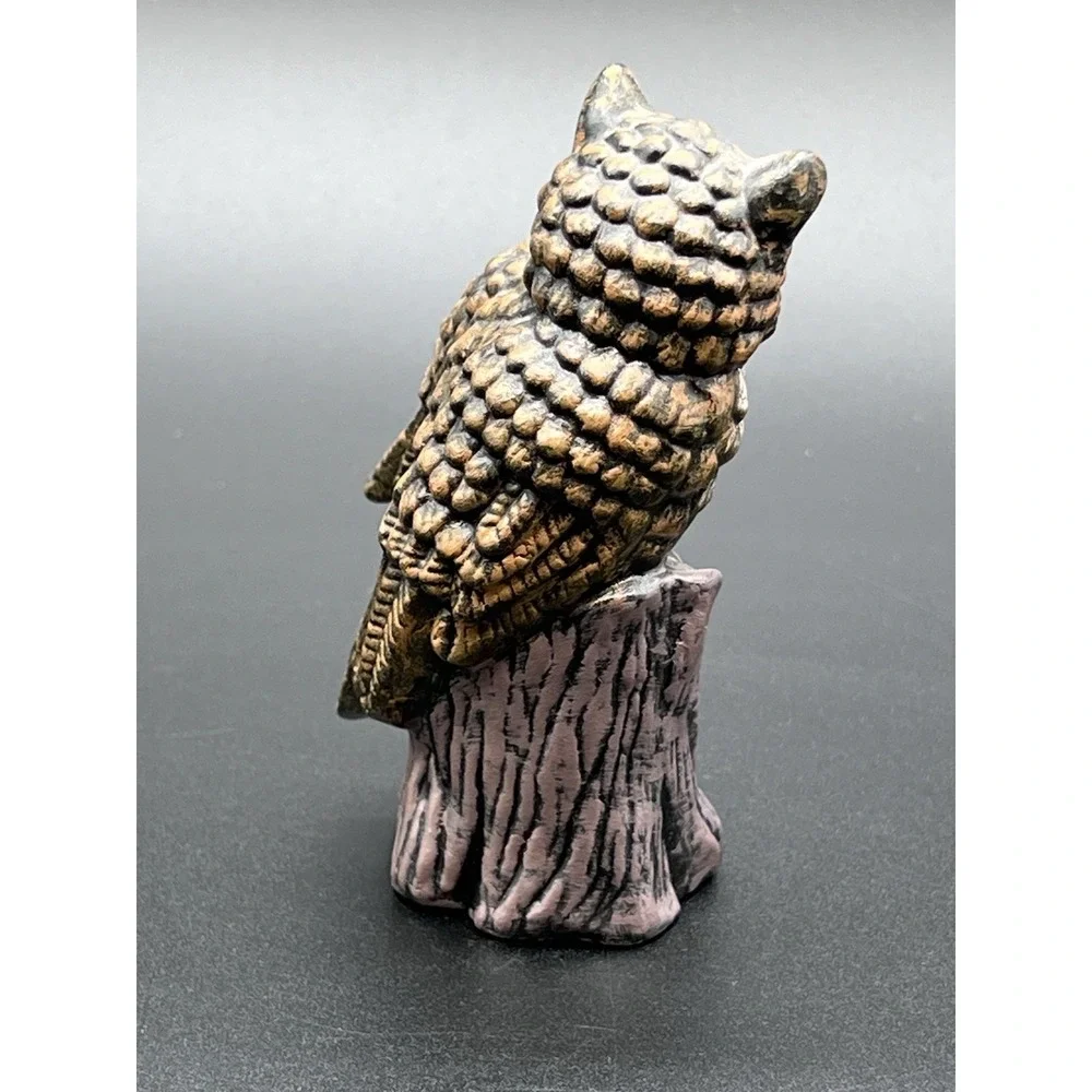 Vintage Owl Figurine Ceramic Statue Perched on Tree Stump 5